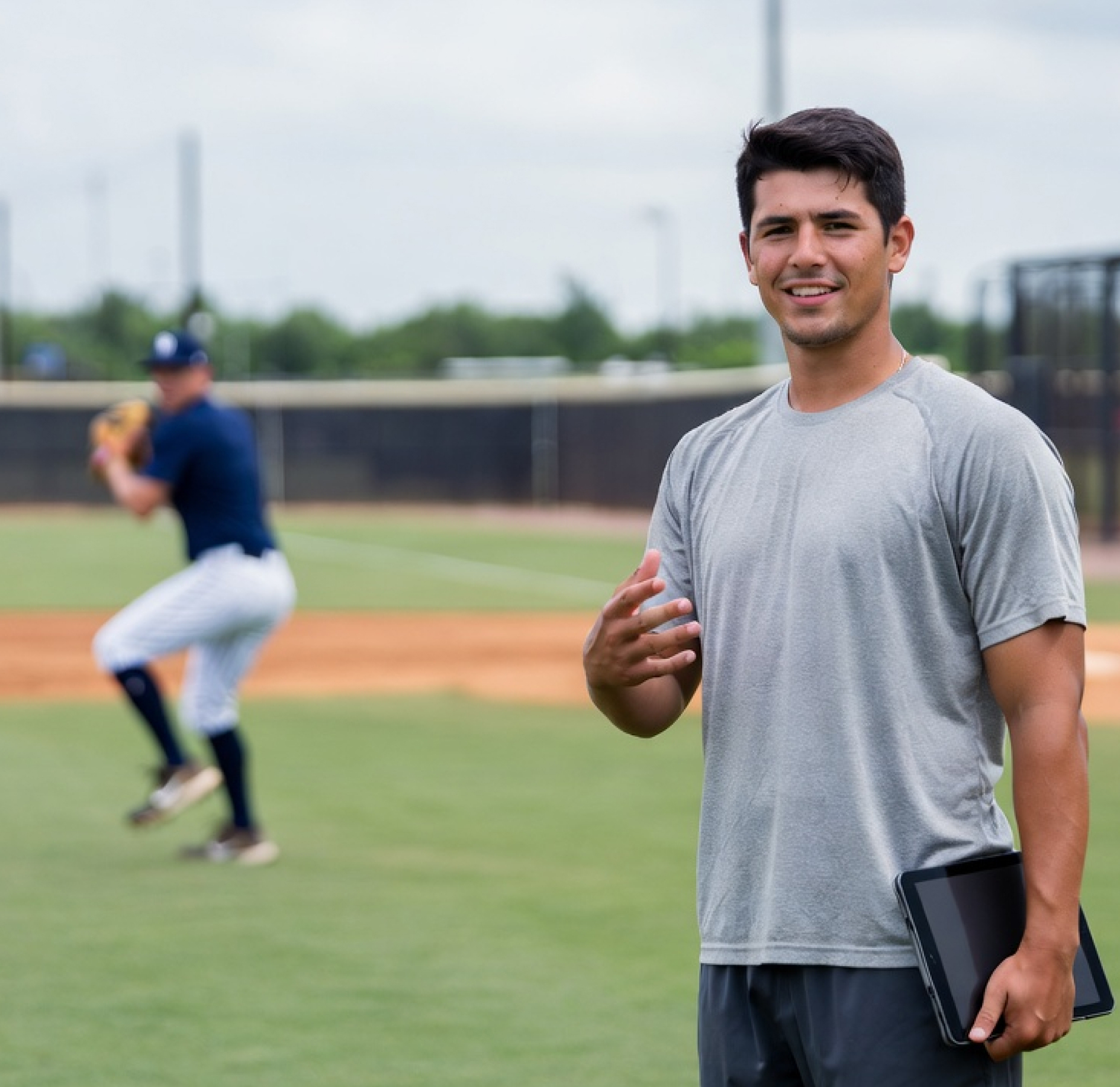 Sports analytics coach on the field